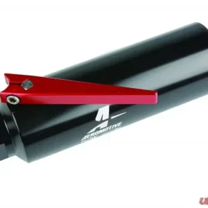 Aeromotive Fuel System Filter w/ Shutoff Valve, In-Line, AN-10, 100 micron stainless element, Black - Image 1