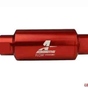 Aeromotive Fuel System Filter In-Line AN-10 size, 40 micron stainless steel element, Red Anodize Finish - Image 1