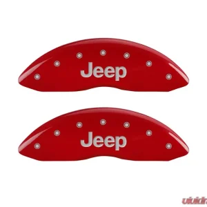 MGP Caliper Covers Front Set of 2 Red Finish | Silver Jeep Jeep - Image 1
