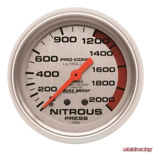 AutoMeter GAUGE; NITROUS PRESSURE; 2 5/8in.; 2000PSI; MECHANICAL; ULTRA-LITE - Image 1