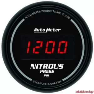 AutoMeter GAUGE; NITROUS PRESSURE; 2 1/16in.; 1600PSI; DIGITAL; BLACK DIAL W/RED LED - Image 1