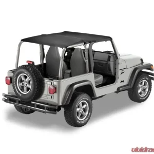 Bestop Black Denim Header Extended Safari Style Bikini Top Jeep Wrangler 1997-2002 - Image 1
