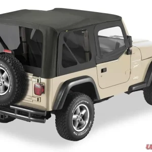 Bestop Black Sailcloth Replace-a-Top Tinted Windows w/ Upper Door Skins Jeep Wrangler 1997-2002 - Image 1