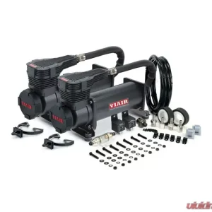 VIAIR Dual Stealth Black (Gen 2) Value Pack w/ Matte Black Filter w/ filter cap cover w/ VIAIR logo - Image 1