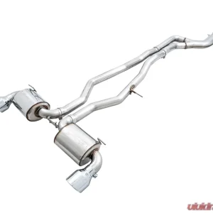 AWE Tuning Non-Resonated Touring Edition Exhaust | 3" Diameter | 5" Dual Chrome Silver Tips Toyota GR Supra 2020-2025 - Image 1