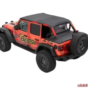 Bestop Black Diamond Header Extended Safari Style Bikini Top Wrangler JL 4-Door 2018-2021 - Image 1