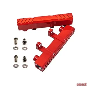 SMY Performance Gloss Red Top Feed Aluminum Fuel Rails Subaru WRX | STI | Legacy 2002-2021 - Image 2