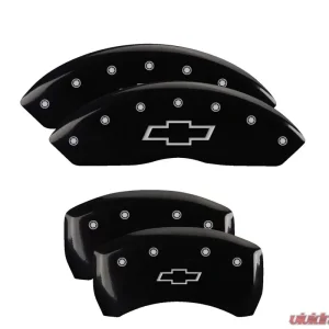 MGP Caliper Covers Set of 4 Black Finish | Silver Bowtie Chevrolet Blazer 2020 - Image 1