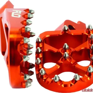 Flo Motorsports Orange Pro Series Foot Pegs Husqvarna | KTM 1999-2018 - Image 1