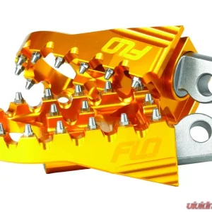 Flo Motorsports Gold 2" X 3.125" Moto Style Footpeg Set Harley-Davidson 1980-2019 - Image 1