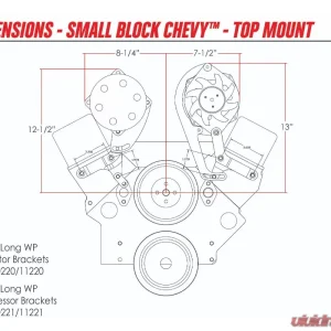 Billet Specialties Alternator Top Mount Bracket V-Groove SBC Long Water Pump - Image 2