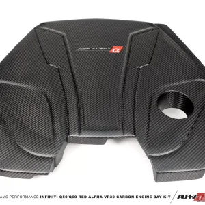 AMS Performance Red Alpha Matte Carbon Engine Cover Infiniti Q50 | Q60 2016-2022 - Image 1
