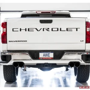 AWE Tuning 0FG Cat Back Split Rear Exit Exhaust | 3" Diameter | 4" Quad Diamond Black Tips Chevrolet Silverado 1500 2019-2025|GMC Sierra 1500 2019-2025 - Image 2