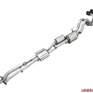 AWE Tuning 0FG Exhaust | 2.5" Diameter | with BashGuard | 4.5" Dual Diamond Black Tips Toyota Tacoma 2016-2023 - Image 1