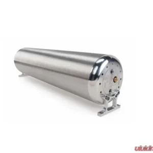 Air Lift 24" FLO Tank - (2) 1/4", (2) 3/8", (1) 1/8" end ports, & 1/8" drain port - 24"L x 6" D x 6 3/4"H - Raw End Caps with Brushed Tube (Includes two mounting brackets) - Image 1