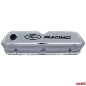 Ford Racing Logo Stamped Steel Valve Covers - Chrome - Image 1