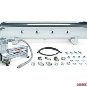 Air Lift Performance 4 Gal. 7-Port Polished Tank w/ Viair 444c Chrome Compressor 1/4" & 3/8" Fittings & Tank Mounting Hardware - Image 1