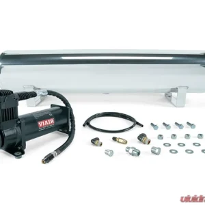 Air Lift Performance 4 Gal. Polished Tank w/ Viair 444b Black Compressor 1/4" & 3/8" Fittings & Tank Mounting Hardware - Image 1