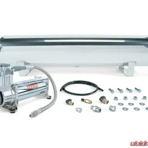 Air Lift Performance 4 Gal. Polished Tank w/ Viair 444c Chrome Compressor 1/4" & 3/8" Fittings & Tank Mounting Hardware - Image 1
