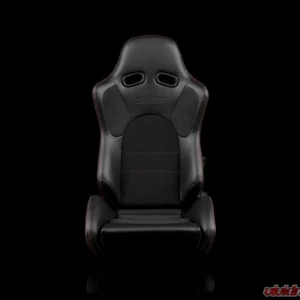 Braum Racing Advan Series Sport Seats (Pair) - Black Leatherette w/ Red Stitching - Image 2