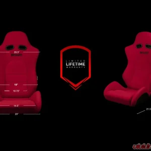 Braum Racing Advan Series Sport Seats (Pair) - Black Leatherette w/ Red Stitching - Image 5