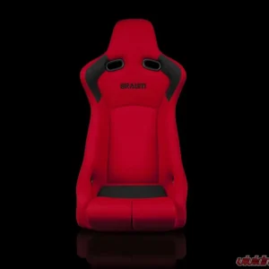 Braum Racing Venom-R Series Fixed Back Bucket Seat (Each) - Red Cloth|Carbon Fiber - Image 2