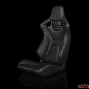 Braum Racing Elite-X Series Fixed Back Sport Seat (Each) - Black Leatherette w/ Black Stitching - Image 1