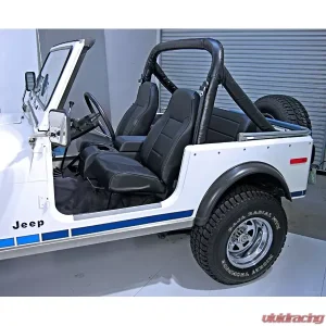 Rugged Ridge Seat, High-Back, Front, No-Recline, Black Denim; 76-02 CJ/Wrangler Jeep - Image 1
