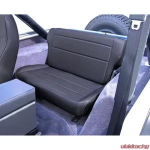 Rugged Ridge Seat, Rear, Fold/Tumble, Black Denim; 76-95 Jeep CJ/Wrangler YJ Jeep - Image 1