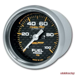 AutoMeter GAUGE; FUEL PRESSURE; 2 1/16in.; 100PSI; DIGITAL STEPPER MOTOR; CARBON FIBER - Image 1