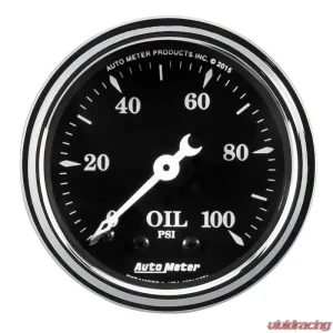 AutoMeter GAUGE; OIL PRESS; 2 1/16in.; 100PSI; MECH; OLD TYME BLACK - Image 1