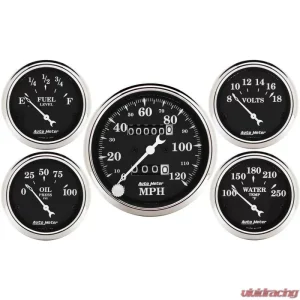 AutoMeter GAUGE KIT; 5 PC.; 3 1/8in./2 1/16in.; MECH. SPEEDOMETER; OLD TYME BLACK - Image 1