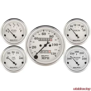 AutoMeter GAUGE KIT; 5 PC.; 3 1/8in./2 1/16in.; MECH. SPEEDOMETER; OLD TYME WHITE - Image 1