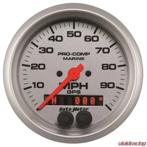 AutoMeter GAUGE; SPEEDOMETER; 3 3/8in.; 100MPH; GPS; MARINE SILVER - Image 1