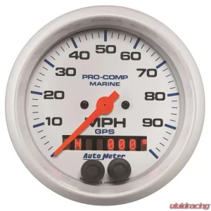 AutoMeter GAUGE; SPEEDOMETER; 3 3/8in.; 100MPH; GPS; MARINE WHITE - Image 1