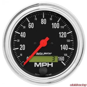 AutoMeter GAUGE; SPEEDO; 3 3/8in.; 160MPH; ELEC. PROGRAM W/LCD ODO; TRADITIONAL CHROME - Image 1