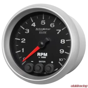 AutoMeter GAUGE; TACH; 3 3/8in.; 10K RPM; IN-DASH W/SHIFT LIGHT/PEAK MEM; ELITE - Image 2