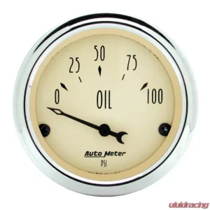 AutoMeter GAUGE; OIL PRESS; 2 1/16in.; 100PSI; ELEC; ANTIQUE BEIGE - Image 1
