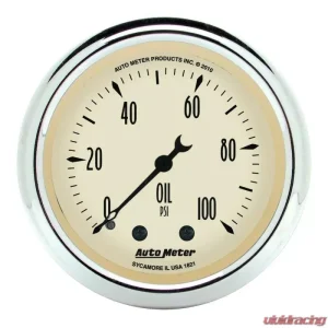 AutoMeter GAUGE; OIL PRESS; 2 1/16in.; 100PSI; MECH; ANTIQUE BEIGE - Image 1