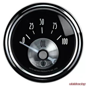 AutoMeter GAUGE; OIL PRESS; 2 1/16in.; 100PSI; ELEC; PRESTIGE BLK. DIAMOND - Image 1