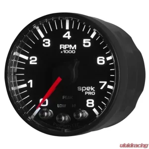 AutoMeter GAUGE; TACH; 2 1/16in.; 8K RPM; W/SHIFT LIGHT/PEAK MEM; BLK/BLK; SPEK-PRO - Image 4