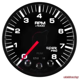 AutoMeter GAUGE; TACH; 2 1/16in.; 8K RPM; W/SHIFT LIGHT/PEAK MEM; BLK/BLK; SPEK-PRO - Image 5