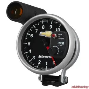 AutoMeter GAUGE; TACH; 5in.; 10K RPM; PEDESTAL W/EXT. SHIFT-LITE; CHEVY GOLD BOWTIE - Image 2