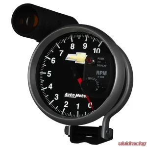 AutoMeter GAUGE; TACH; 5in.; 10K RPM; PEDESTAL W/EXT. SHIFT-LITE; CHEVY GOLD BOWTIE - Image 3