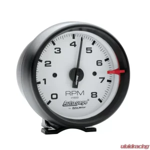 AutoMeter GAUGE; TACH; 3 3/4in.; 8K RPM; PEDESTAL; WHT DIAL BLK CASE; AUTOGAGE - Image 1