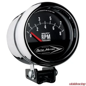 AutoMeter GAUGE; TACH; 3 3/4in.; 8K RPM; PEDESTAL W/RETRO SHORT SWEEP; TRADITIONAL CHROME - Image 1