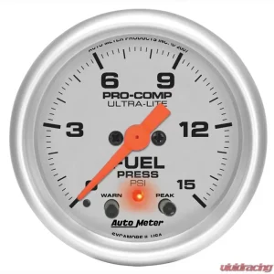 AutoMeter GAUGE; FUEL PRESS; 2 1/16in.; 15PSI; STEPPER MOTOR W/PEAK/WARN; ULTRA-LITE - Image 1