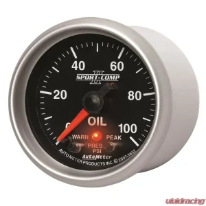 AutoMeter GAUGE; OIL PRESS; 2 1/16in.; 100PSI; DIGITAL STPR MTR W/PK/WRN; SPORT-COMP II - Image 2
