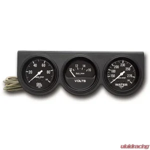 AutoMeter GAUGE CONSOLE; OILP/WTMP/VOLT; 2 5/8in.; 100PSI/280deg.F/16V; BLK DIAL; BLK BZL; - Image 1