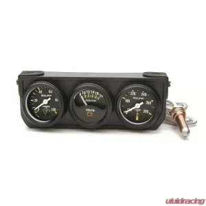 AutoMeter GAUGE CONSOLE; OILP/WTMP/VOLT; 1.5in.; 100PSI/280deg.F/18V; MECH BK DIAL; BK BZL - Image 1
